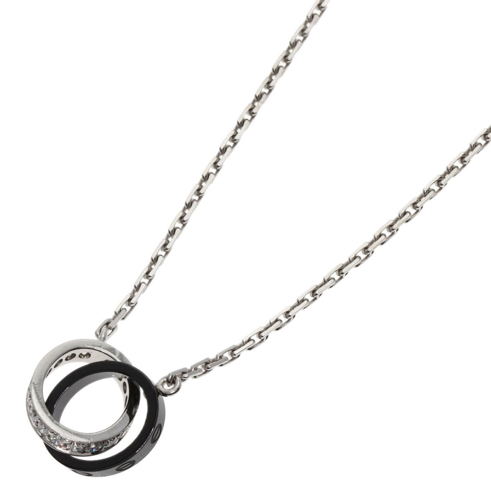 Cartier Baby Love Diamond Necklace K18 White Gold Ceramic Women\'s CARTIER