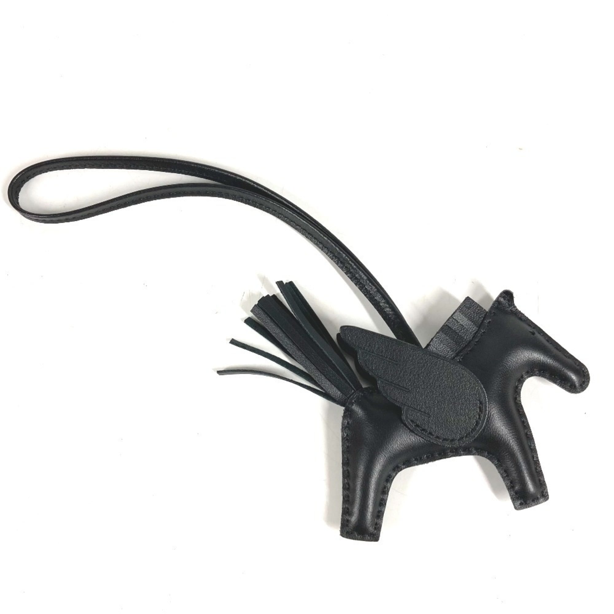 HERMES Hermes Horse Keychain Cheval Rodeo Pegasus PM Accessory Bag Charm So Black All Agneau Milo Me