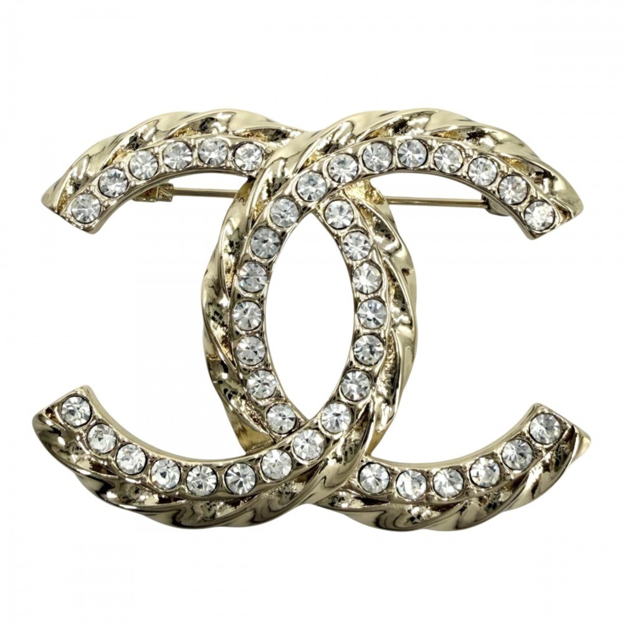Chanel Brooch for Women, Coco Mark, Accessory, CHANEL GP Rhinestone, B25C Gold, Approx. 20.3g, 2025