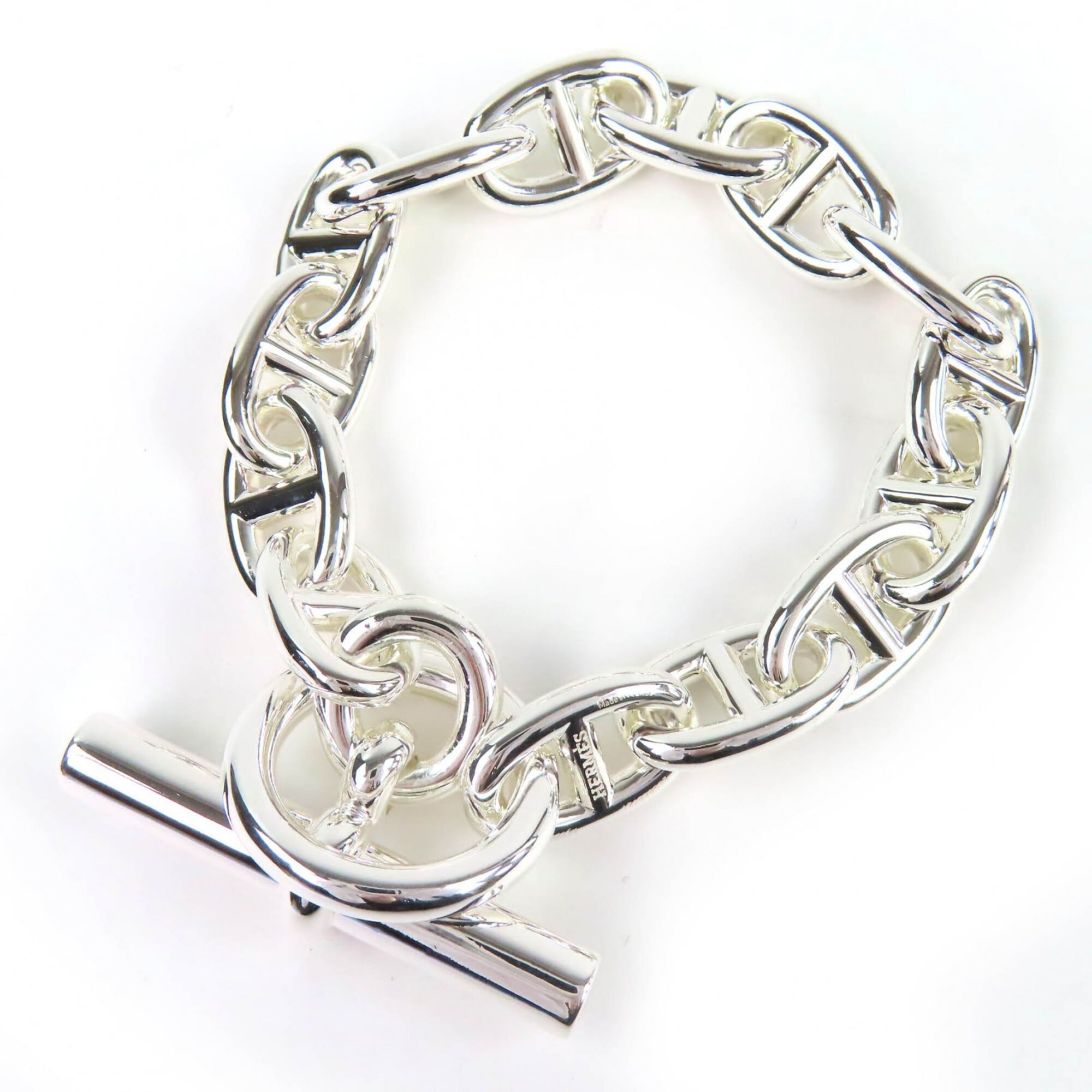 HERMES Chaine d\'Ancre MM 925 14-link chain bracelet, 2024 model, silver, weight 50.52g, women\'s.