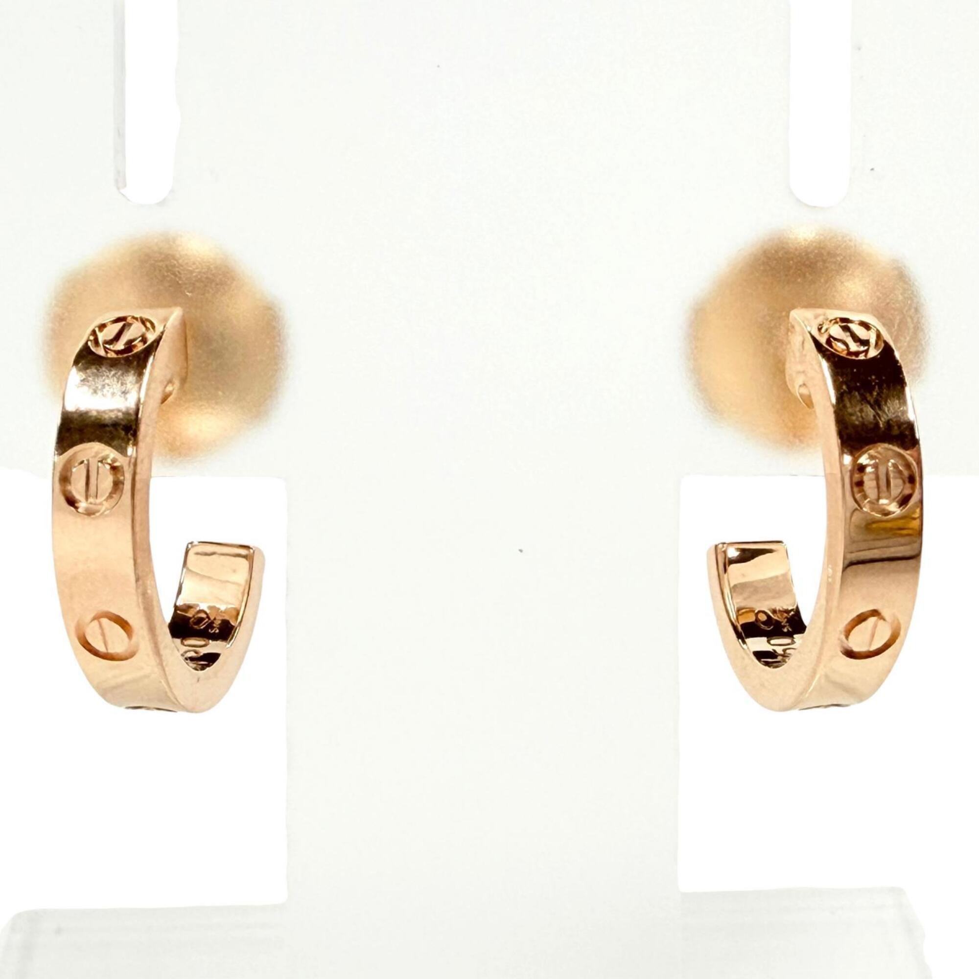 Cartier KXO801 LOVE Mini Love Hoop Earrings, Small Model, AU750 (PG), Pink Gold, Weight 3.44g, Women