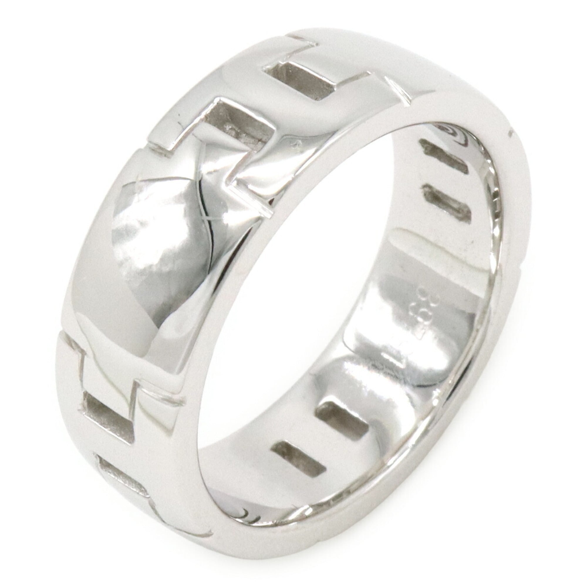 HERMES Hercules Ring, 18KWG (750WG) White Gold, Size #51 (approx. Japanese size 1)