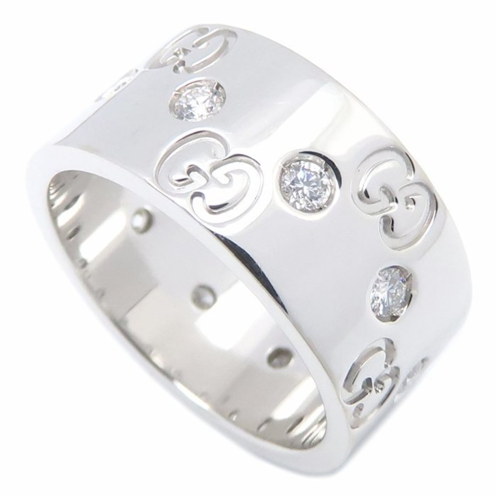 GUCCI Icon Wide Ring, Diamond Size 11, K18WG, Women\'s, Item No. 295401