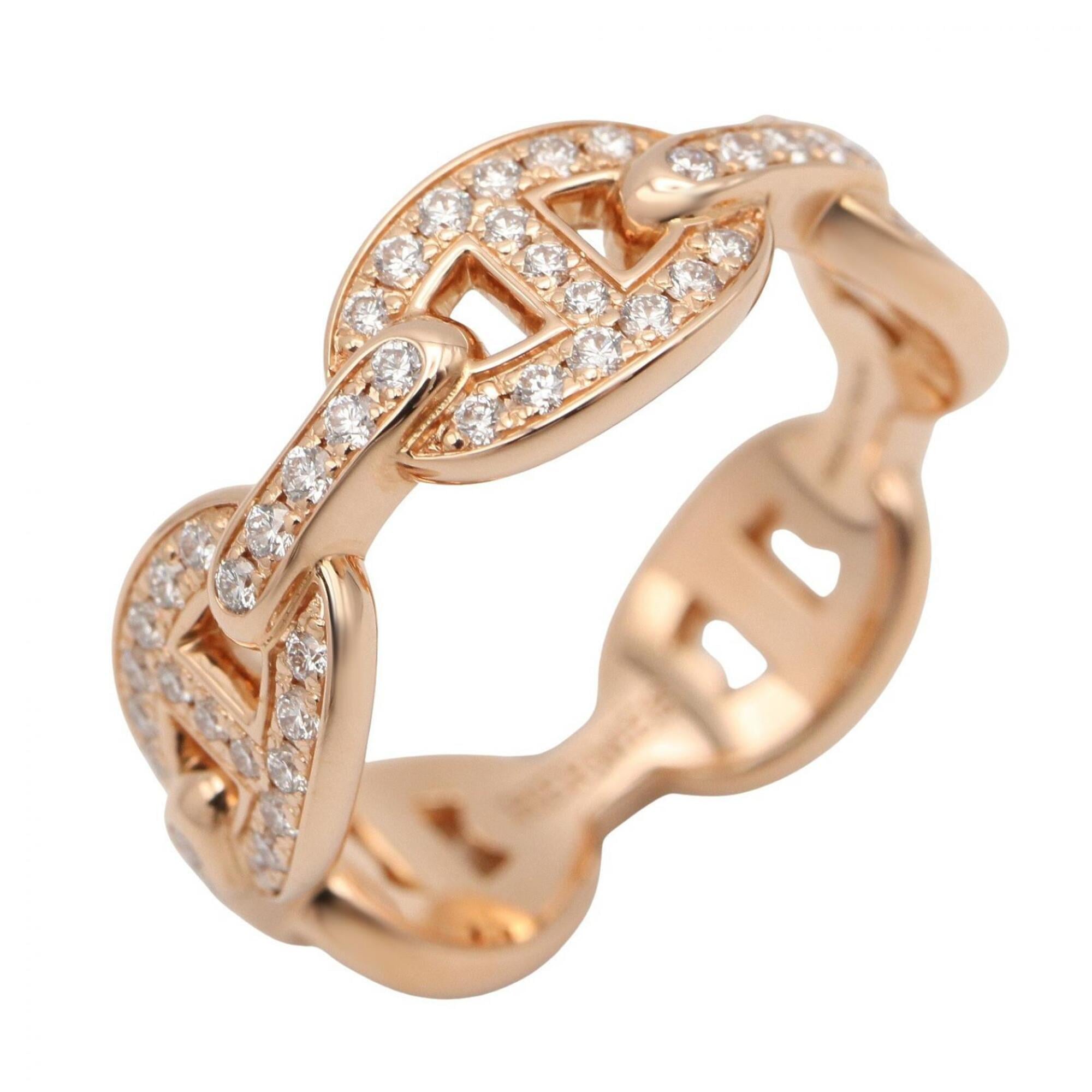 Hermes HERMES EnchainŽe PM Diamond Ring, Jewelry, 18KPG (Pink Gold), Diamond, Women\'s, Clear/Gold T