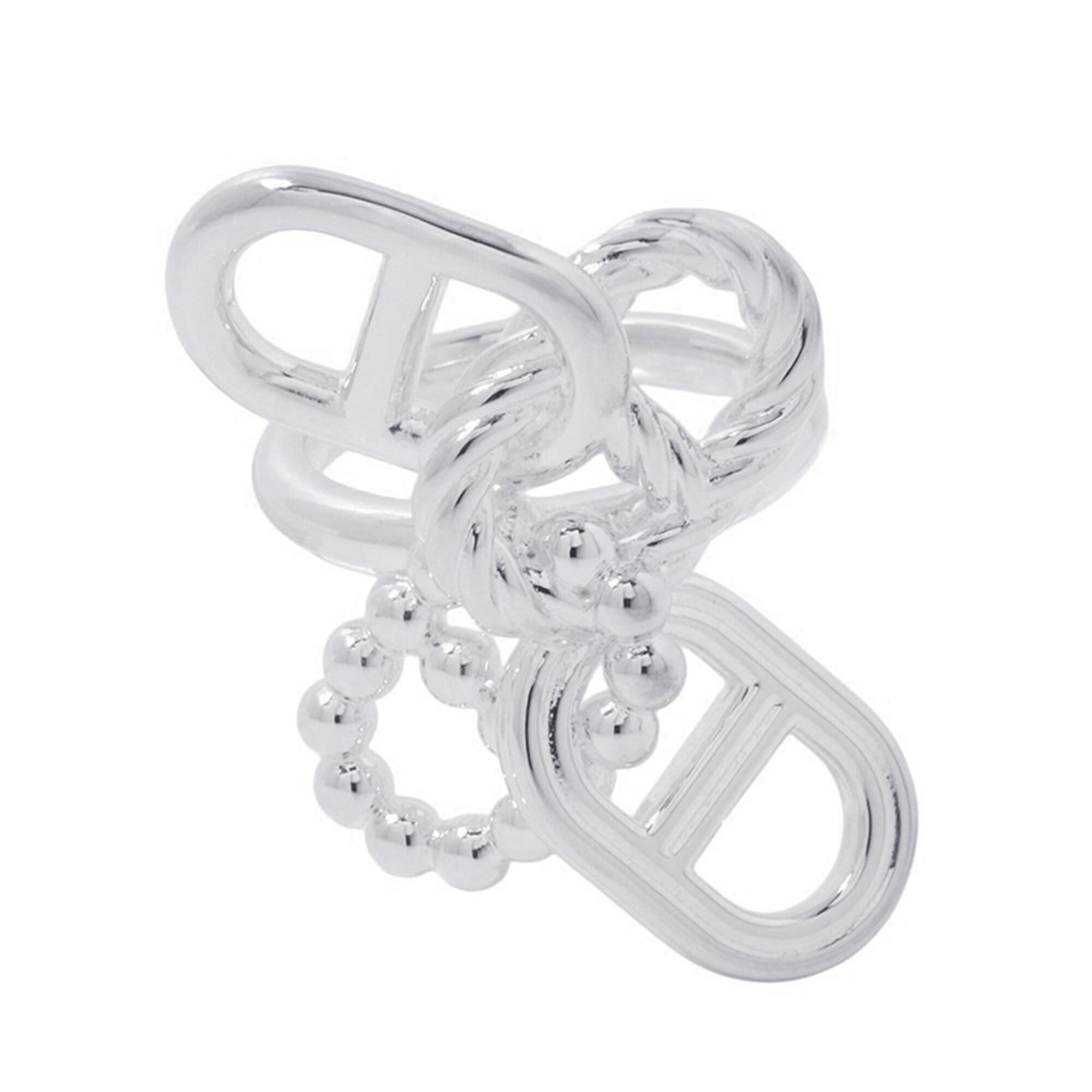 Hermes Chaine d\'Ancre A II Multi-Link Ring, SV925 Silver, Ring Size 52. (HERMES ring)