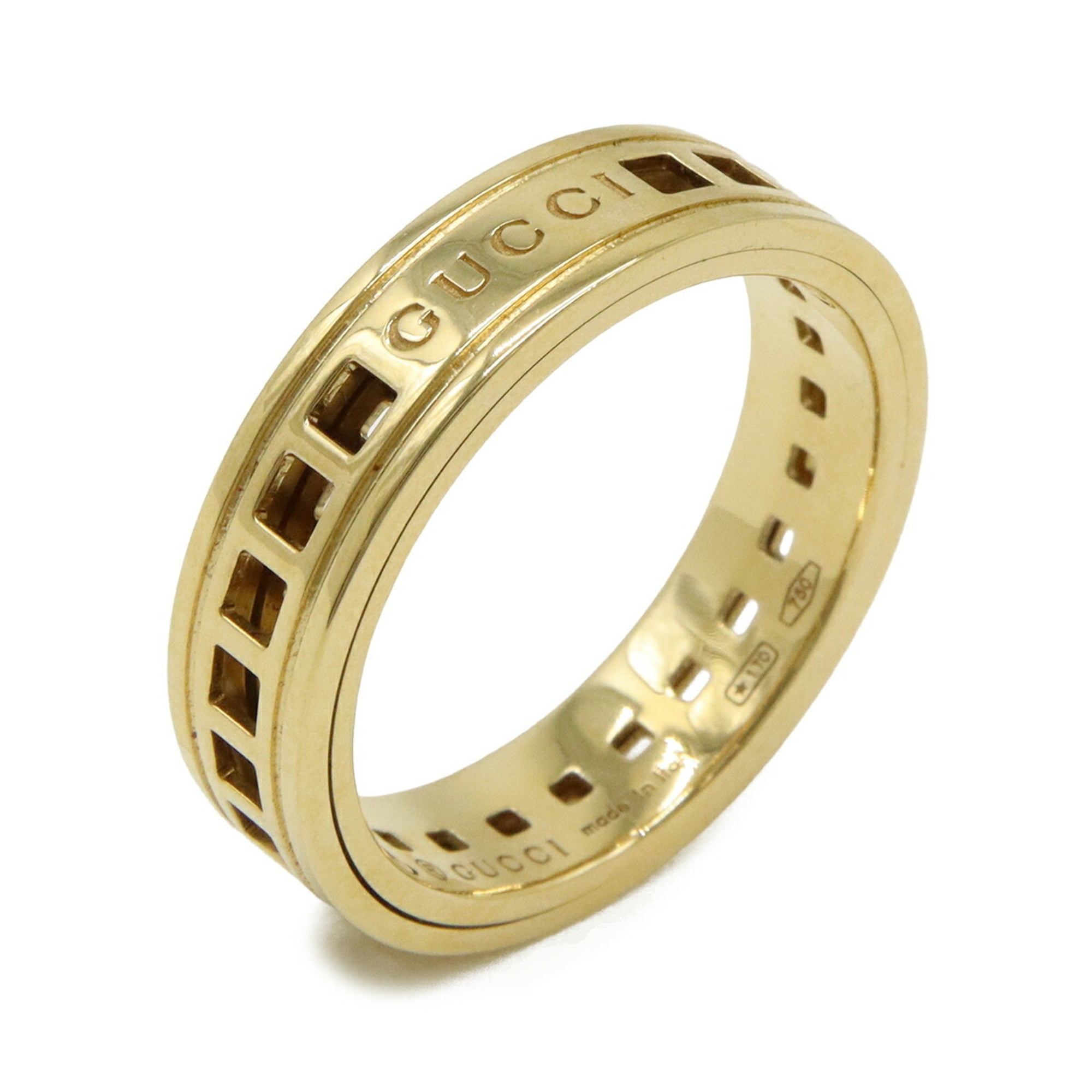 GUCCI Scroll Ring, 18KYG (750YG) Yellow Gold, Size #19 (approximately Japanese size 1)