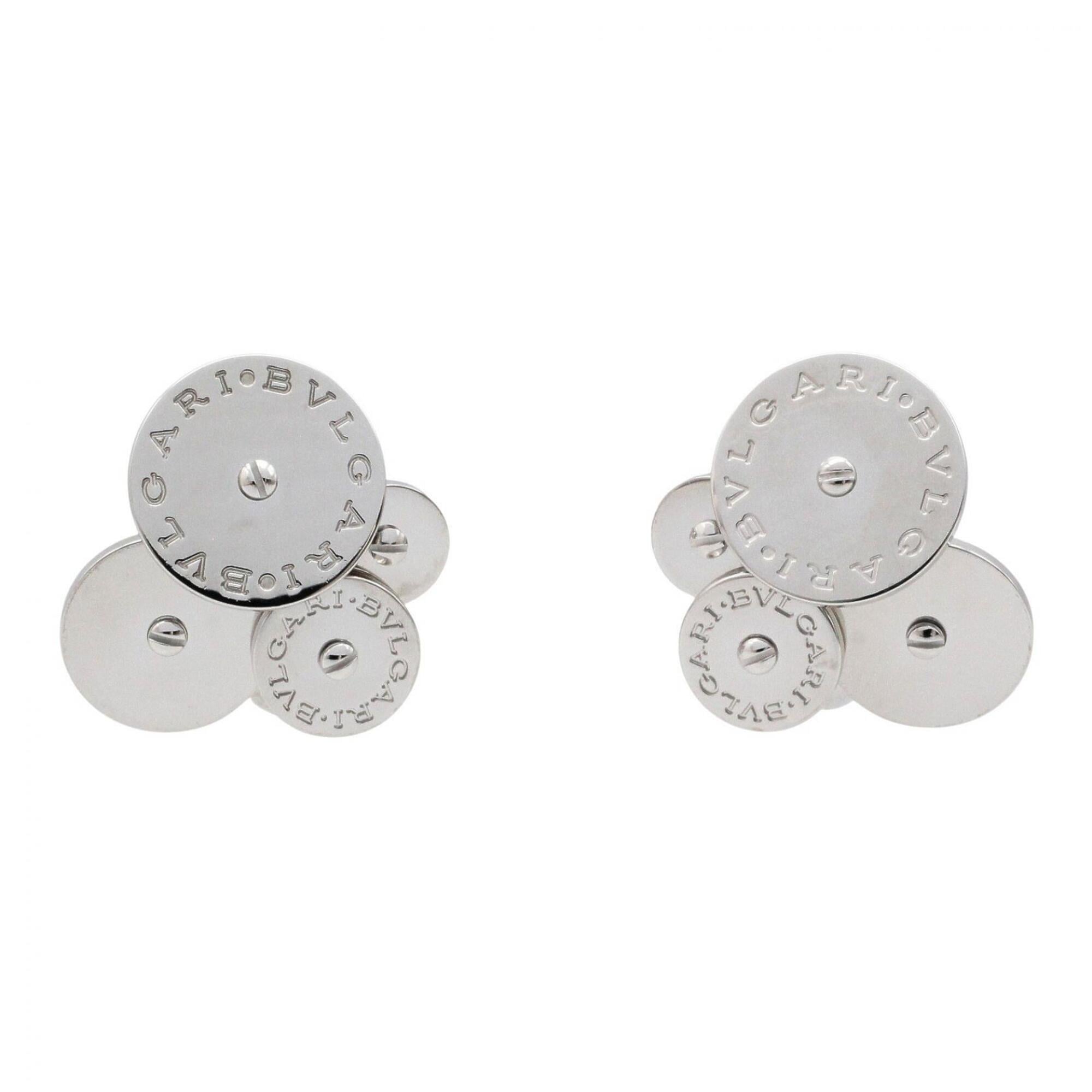 Bulgari BVLGARI Cycladi Earrings, 18KWG (White Gold), Women\'s, Silver Tone