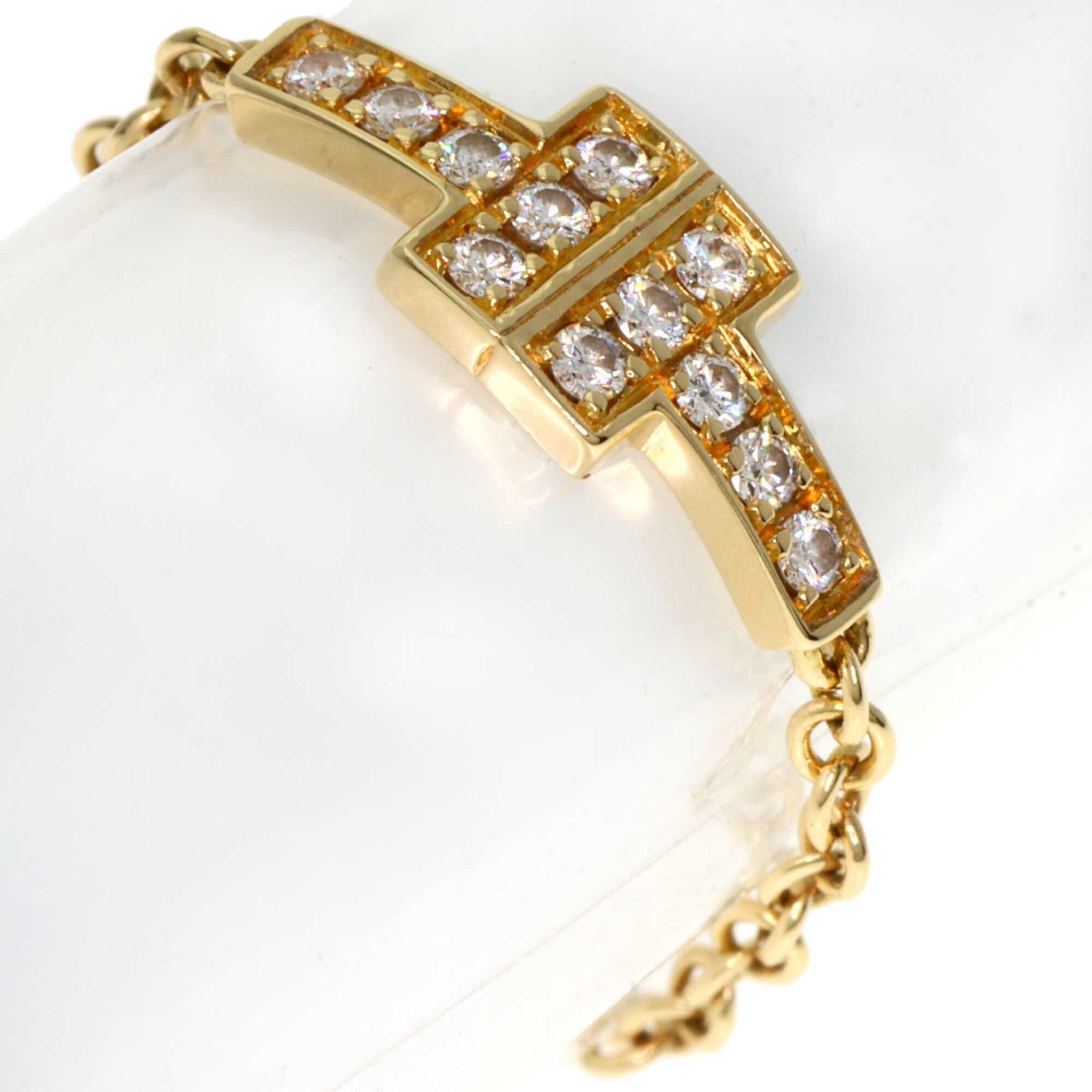 Tiffany & Co. T TWO Chain Diamond Ring, 18K Yellow Gold, Women\'s.
