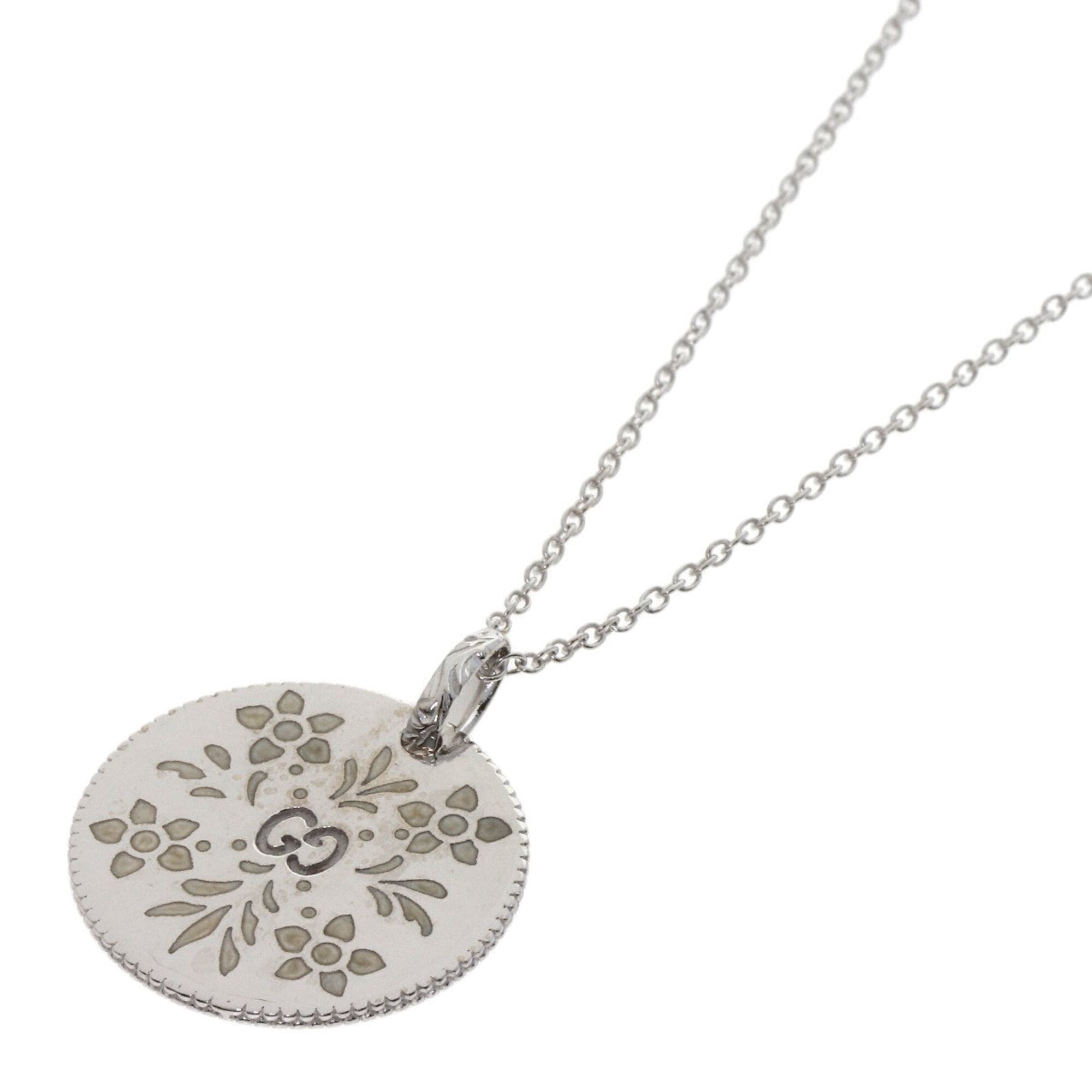 Gucci Icon Bloom Circle Necklace 18K White Gold Women\'s GUCCI
