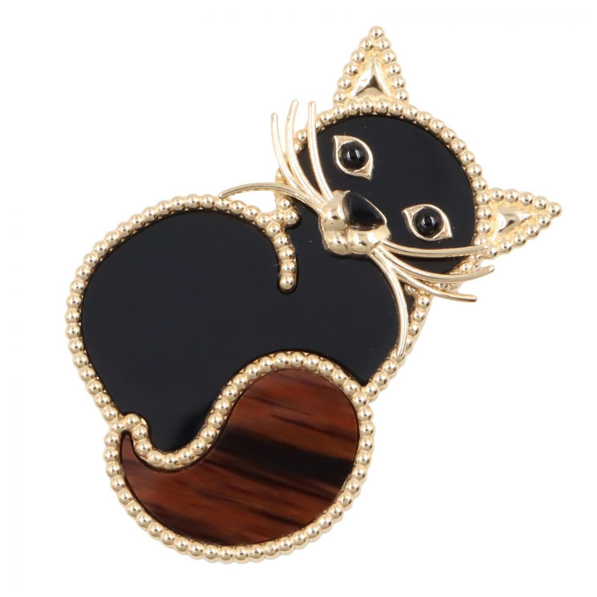 Van Cleef & Arpels Cat Brooch, Onyx and Obsidian 18K (Yellow Gold), Obsidian, Women\'s, Gold, Black,
