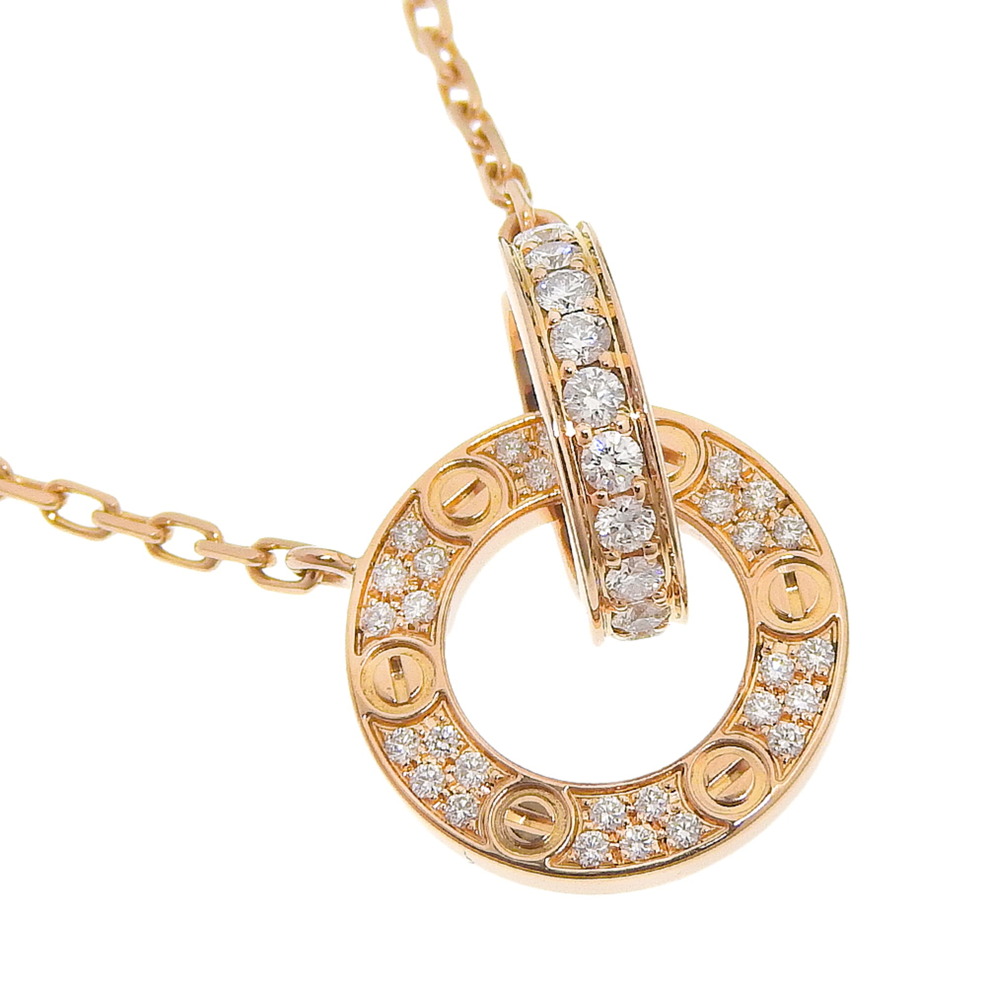 Cartier Love Collection Necklace B7224528, 18K Pink Gold with Diamonds, Approx. 6.1g, Women\'s.