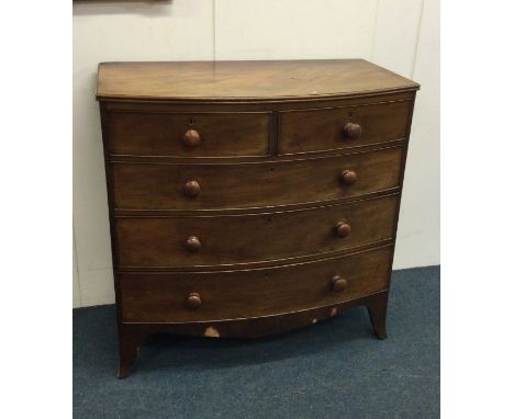 A Victorian mahogany bow front chest of drawers.