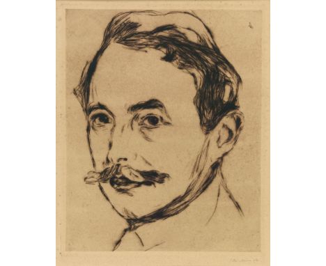 EDVARD MUNCH 1863 - 1944 PORTRAIT DR. MAX LINDE 1902 Radierung mit dunklerem Plattenton auf festem Velin. Signiert. 28,5 x 23