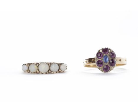 VICTORIAN STYLE OPAL RINGin nine carat gold, size O; along with a Victorian unmarked gem set ring, size R (2)