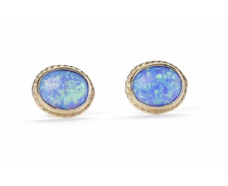 PAIR OF OPAL EARRINGSin nine carat gold