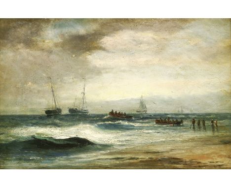 Sam Bough RSA (1822-1878)COMING ASHORESigned l.l., oil on panel20 x 30cm