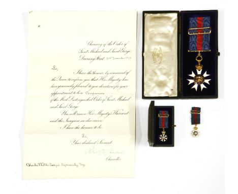 A CMG medal ,awarded to Charles Walter Sneyd-Kinnersley (1849-1904), together with his dress miniature, both in original R S 