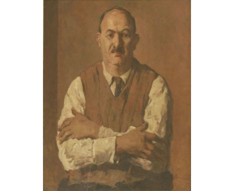 Ludovico Tommasi (Italian, 1866-1941)'POPOLANO FIORENTINO' - PORTRAIT OF A MAN, HALF LENGTH, WITH HIS ARMS FOLDEDSigned I.r.,