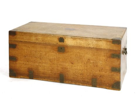 A camphorwood trunk,19th century, with brass mounts and a sunken handle,105cm wide51cm deep48cm high