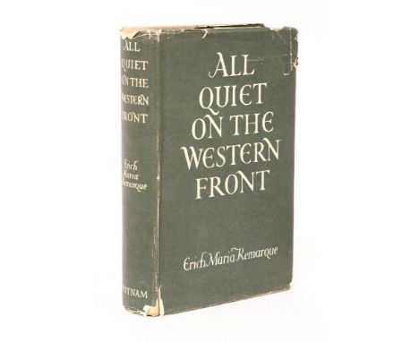 Remarque, Erich Maria: All Quiet on the Western Front. L, Putnam's Sons, 1929, First English edition with Dust Jacket, priced