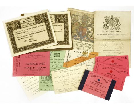 ROYALTY: Edward VII & Queen Alexandra Coronation, 1902:  2 engraved, decorated & blind-stamped  invitation tickets from the E