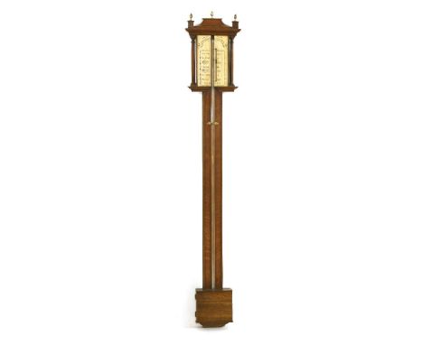 A Georgian style walnut stick barometer,97cm highProvenance:  The property of a gentleman dealer.