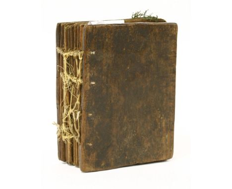 ETHIOPIAN Coptic Christian handwritten Bible Manuscript, c350 pages on VELLUM. Early to mid C18; black and red and with coupl