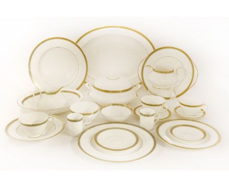 A Royal Doulton Clarendon pattern dinner service, eight settings, to include four vegetable tureens, tea and coffee cups, mea