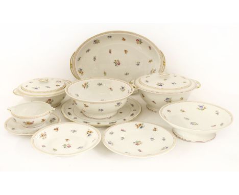 An extensive Limoges part dinner service,c.1920, printed with floral sprays, comprising:30 dinner plates,11 tea plates,10 des