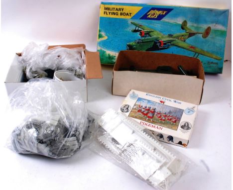 MODEL KITS; A collection of assorted vintage model making kit accessories to include white metal small scale vehicles, Airfix