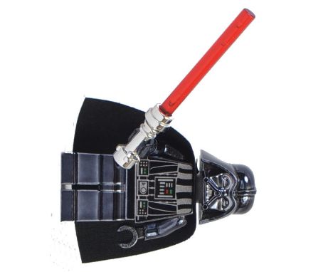 STAR WARS LEGO DARTH VADER; An original rare variation Star Wars minifigure chrome Darth Vader. Complete with cape, lightsabe