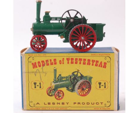 LESNEY MODELS OF YESTERYEAR; An original diecast model Lesney Models Of Yesteryear Y-1 Alchin Traction Engine, within the ori