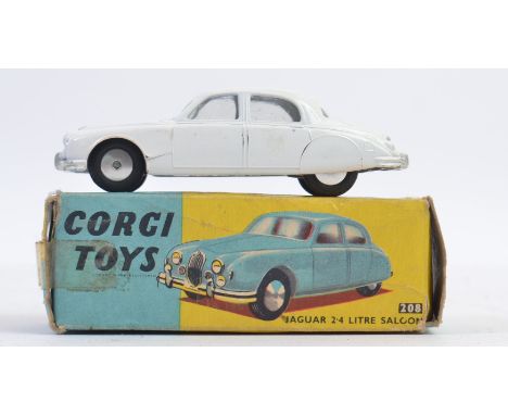 CORGI; Vintage Corgi diecast model 208 Jaguar 2.4 Litre Saloon. In white, within the original box.