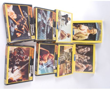 PUZZLES; A collection of 8x vintage Doctor Who & Battlestar Galactica 200 piece jigsaw puzzles. All are sold as complete (alt