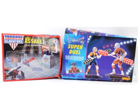 GLADIATORS; Original 1990's issue Gladiators ' Super Duel ' play set, made by Hornby, along with an American Gladiators Assau