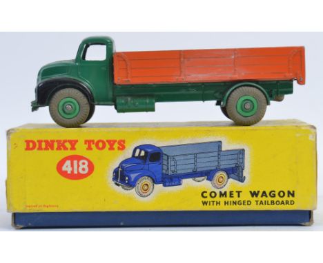 DINKY; Original vintage Dinky Toys 418 diecast model Comet Wagon. Within the original box, orange and green variation