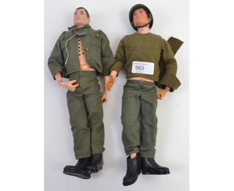ACTION MAN; Two original vintage Action Man Palitoy action figure dolls, one a talking variation, both figures with uniforms.