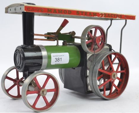MAMOD; An original vintage Mamod Live Steam TE1 traction engine, in green with white canopy. Notation to front of boiler. 