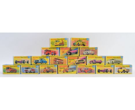 MATCHBOX SUPERFAST; A collection of 18x vintage Matchbox Superfast diecast model cars, each within the original boxes, compri