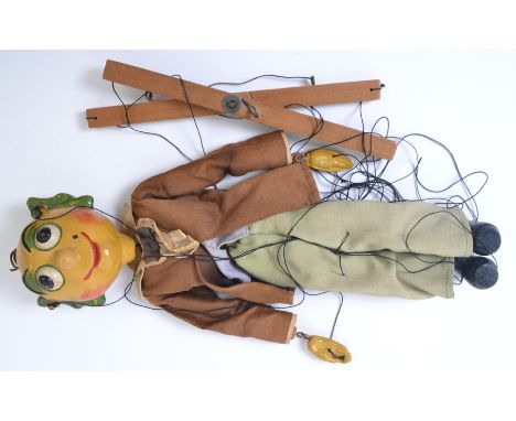 PELHAM PUPPET; An original early 1950's Pelham Puppet ' Mr Turnip ' character. c1952, hand painted with spring to top of head