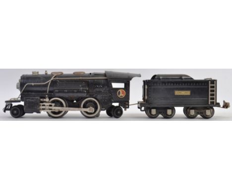 LIONEL TRAINS; An original vintage Lionel Trains 0 gauge tinplate 259 railway trainset locomotive and 261T matching tender. B