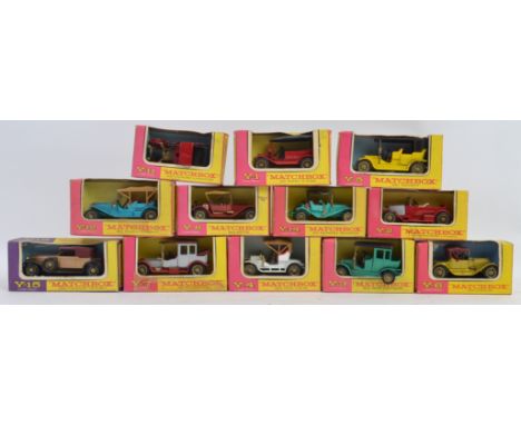 MATCHBOX; A collection of 12x vintage Matchbox Models Of Yesteryear diecast model cars, each within original boxes.
