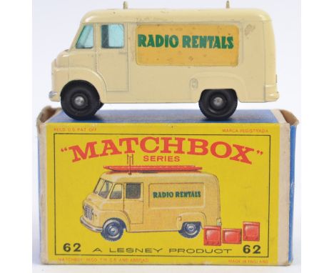 MATCHBOX LESNEY; An original vintage diecast model Matchbox  Lesney No.62 Radio Rentals TV Service Van. Complete with accesso