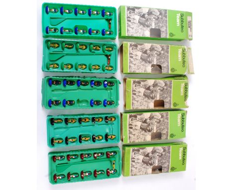 SUBBUTEO; A collection of 5x vintage boxed Subbuteo table soccer teams comprising of: 164, 74 and three others


NOTE: From a