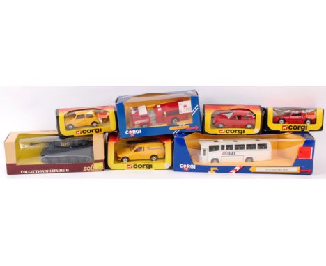 DIECAST; A collection of assorted boxed diecast to include 4x Corgi models, a Solido tank and other items.
