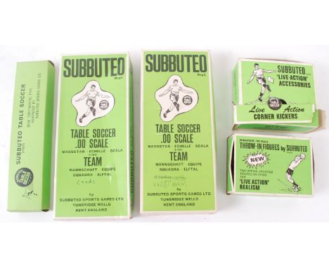 SUBBUTEO; A collection of assorted Subbuteo items to include boxed teams; Leeds 21, Westham 74, other boxed teams and three v
