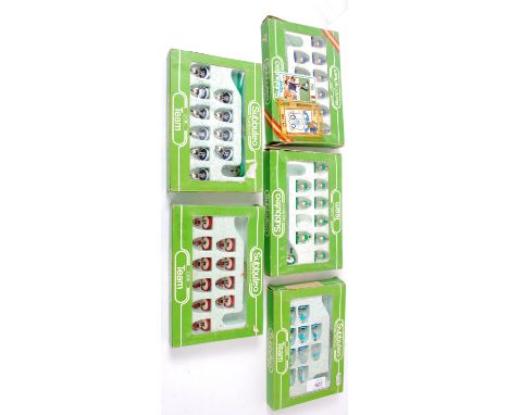 SUBBUTEO; A collection of 5x vintage boxed Subbuteo table soccer teams comprising of: 449, 166, 76, 447 and 393.


NOTE: From