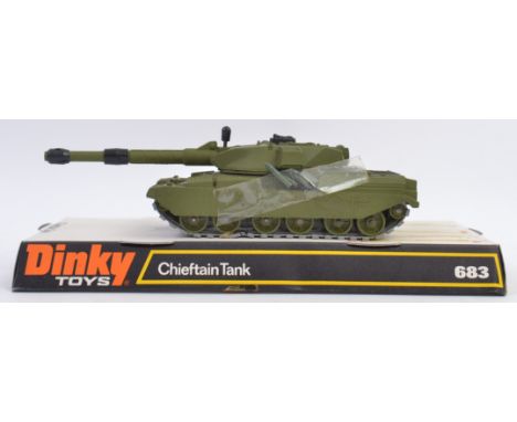 DINKY; An original vintage Dinky Toys 683 Chieftain Tank. Appears to be little used, on the original display cardboard stand.