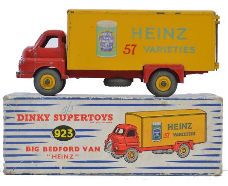 DINKY; An original vintage Dinky Supertoys 923 Heinz Big Bedford lorry. Original yellow box rear, on a red chassis with rubbe