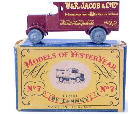 LESNEY MODELS OF YESTERYEAR; An original diecast model Lesney Models Of Yesteryear No.7 4 Ton Leyland, W&R Jacob Ltd truck, w